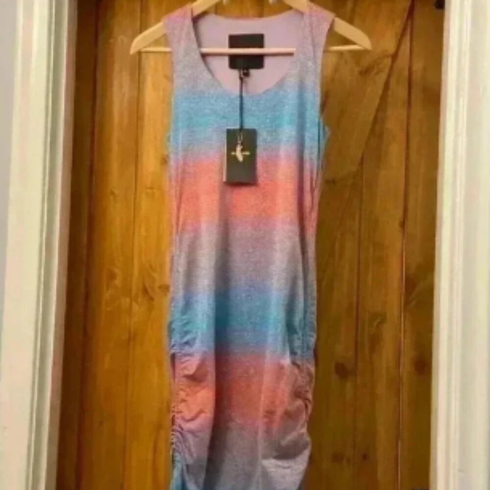 Le Superbe Barccara Tank Dress-Metallic Surf Stripe-Small NWT